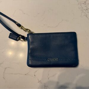 Coach Navy Leather Wristlet